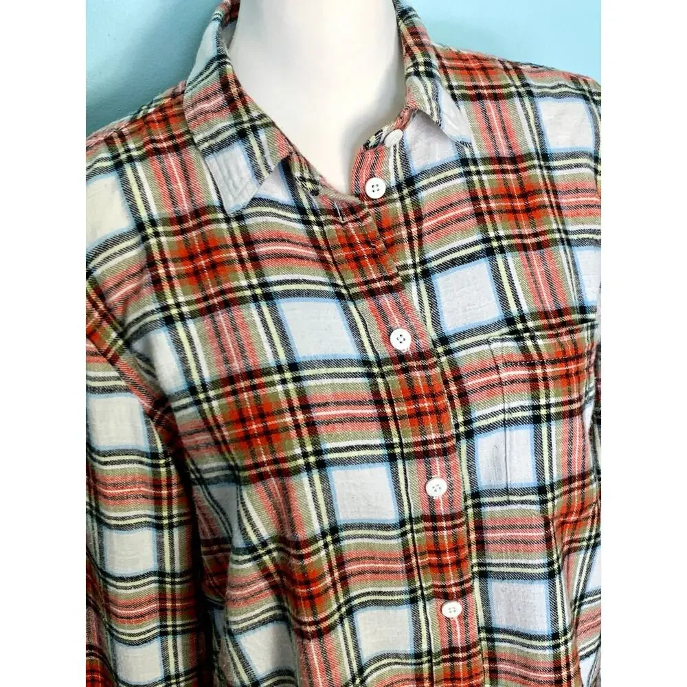 J. Crew Classic Fit Button Down Shirt in Snowy Stewart Tartan Flannel Size 10